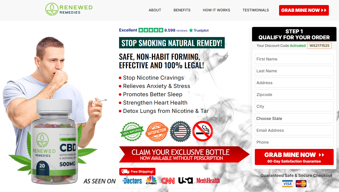 Renewed Remedies Stop Smoking CBD Gummies 