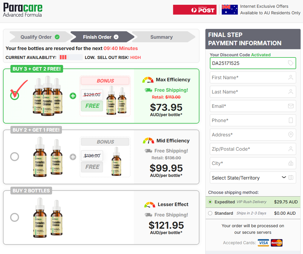 Paracare Parasites Cleanse Australia price